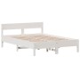 Estructura de cama con cabecero madera pino blanco 120x200 cm de , Camas y somieres - Ref: Foro24-842755, Precio: 131,61 €, D...