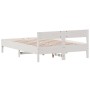 Estructura de cama con cabecero madera pino blanco 160x200 cm de , Camas y somieres - Ref: Foro24-842743, Precio: 130,04 €, D...