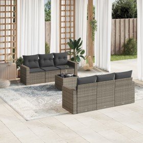 Set de sofás de jardín 7 piezas con cojines ratán PE gris en Conjuntos de jardín | Comprar online en Foru.es