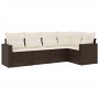 Set comedor de jardín 5 piezas y cojines ratán sintético marrón de , Sofás modulares de exterior - Ref: Foro24-3251270, Preci...