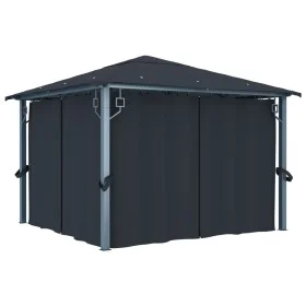 Cenador con cortina gris antracita aluminio 300x300 cm by vidaXL, Tents and gazebos - Ref: Foro24-48043, Price: 502,74 €, Dis...