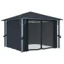 Cenador con cortina gris antracita aluminio 300x300 cm de vidaXL, Carpas y cenadores - Ref: Foro24-48043, Precio: 502,74 €, D...