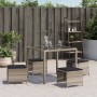 Taburetes jardín y cojines 4 uds ratán PE gris claro 41x41x36cm de , Otomanas de exterior - Ref: Foro24-365046, Precio: 102,8...