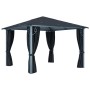 Cenador con cortina gris antracita aluminio 300x300 cm de vidaXL, Carpas y cenadores - Ref: Foro24-48043, Precio: 474,94 €, D...