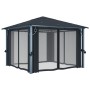 Cenador con cortina gris antracita aluminio 300x300 cm de vidaXL, Carpas y cenadores - Ref: Foro24-48043, Precio: 474,94 €, D...