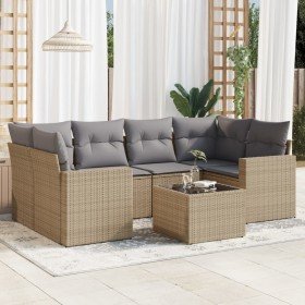 Set sofás de jardín 7 piezas y cojines ratán sintético beige en Conjuntos de jardín | Comprar online en Foru.es