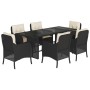 Set de comedor de jardín 7 pzas y cojines ratán sintético negro de , Conjuntos de jardín - Ref: Foro24-3211878, Precio: 725,3...