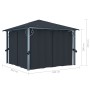 Cenador con cortina gris antracita aluminio 300x300 cm de vidaXL, Carpas y cenadores - Ref: Foro24-48043, Precio: 474,94 €, D...