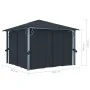 Cenador con cortina gris antracita aluminio 300x300 cm de vidaXL, Carpas y cenadores - Ref: Foro24-48043, Precio: 502,74 €, D...