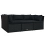 Set de muebles de jardín 4 pzas y cojines ratán sintético negro de vidaXL, Sofás de exterior - Ref: Foro24-47811, Precio: 527...