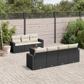 Set de sofás de jardín 8 piezas y cojines ratán sintético negro en Conjuntos de jardín | Comprar online en Foru.es
