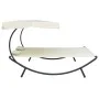 Tumbona de exterior con dosel y almohadas blanco crema de vidaXL, Camas para exteriores - Ref: Foro24-48068, Precio: 116,92 €...