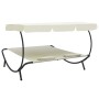 Tumbona de exterior con dosel y almohadas blanco crema de vidaXL, Camas para exteriores - Ref: Foro24-48068, Precio: 119,19 €...