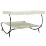 Tumbona de exterior con dosel y almohadas blanco crema de vidaXL, Camas para exteriores - Ref: Foro24-48068, Precio: 116,92 €...