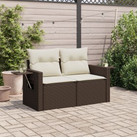 Sofá de jardín con cojines 2 plazas ratán sintético marrón de , Sofás de exterior - Ref: Foro24-366210, Precio: 166,19 €, Des...