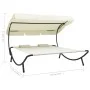 Tumbona de exterior con dosel y almohadas blanco crema de vidaXL, Camas para exteriores - Ref: Foro24-48068, Precio: 116,92 €...
