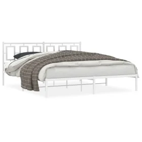 Estructura de cama de metal con cabecero blanco 183x213 cm de , Camas y somieres - Ref: Foro24-374295, Precio: 119,12 €, Desc...