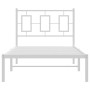 Estructura de cama de metal con cabecero blanco 90x200 cm de , Camas y somieres - Ref: Foro24-374283, Precio: 71,10 €, Descue...