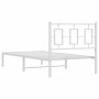 Estructura de cama de metal con cabecero blanco 90x200 cm de , Camas y somieres - Ref: Foro24-374283, Precio: 71,10 €, Descue...