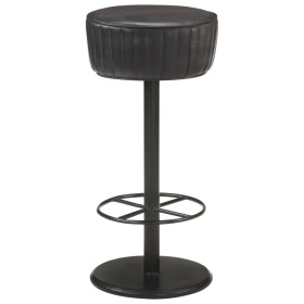 Taburete de cocina de cuero auténtico negro en Taburetes de cocina | Comprar online en Foru.es
