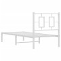 Estructura de cama de metal con cabecero blanco 80x200 cm de , Camas y somieres - Ref: Foro24-374281, Precio: 64,02 €, Descue...