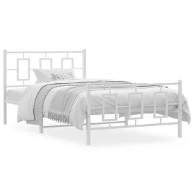 Metallbettgestell mit Kopf- und Fußteil weiß 107x203 cm von , Betten und Lattenroste - Ref: Foro24-374304, Preis: 89,48 €, Ra...