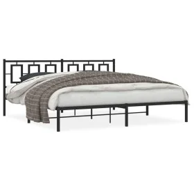 Bettgestell mit schwarzem Metallkopfteil 200x200 cm von , Betten und Lattenroste - Ref: Foro24-374248, Preis: 128,24 €, Rabat...