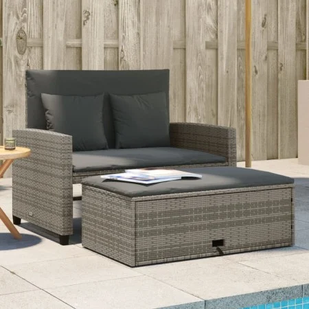 Garden sofa with cushions 2 seater gray synthetic rattan by , Outdoor sofas - Ref: Foro24-365134, Price: 280,71 €, Discount: %