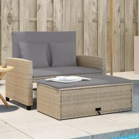 2-seater garden sofa with cushions, beige synthetic rattan by , Outdoor sofas - Ref: Foro24-365136, Price: 286,72 €, Discount: %