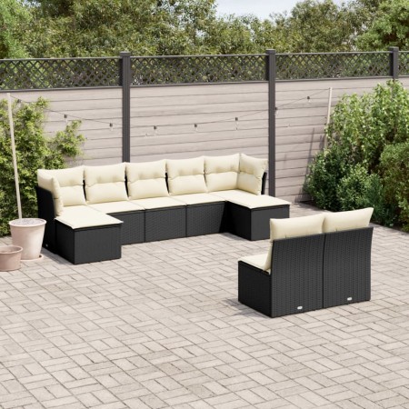 Set de sofás de jardín 8 piezas y cojines ratán sintético negro de , Conjuntos de jardín - Ref: Foro24-3250105, Precio: 495,2...