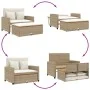 Garden sofa with cushions 2 seater rattan and beige acacia wood by , Outdoor sofas - Ref: Foro24-365143, Price: 323,90 €, Dis...