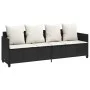Sun lounger with black synthetic rattan cushions by , Loungers - Ref: Foro24-368344, Price: 232,24 €, Discount: %
