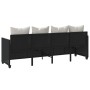 Tumbona con cojines ratán sintético negro de , Tumbonas - Ref: Foro24-368344, Precio: 223,22 €, Descuento: %