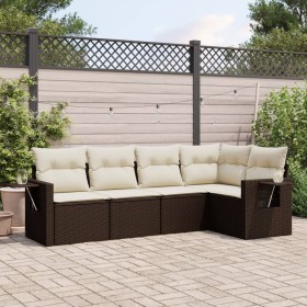 Set comedor de jardín 5 piezas y cojines ratán sintético marrón de , Conjuntos de jardín - Ref: Foro24-3252470, Precio: 371,0...