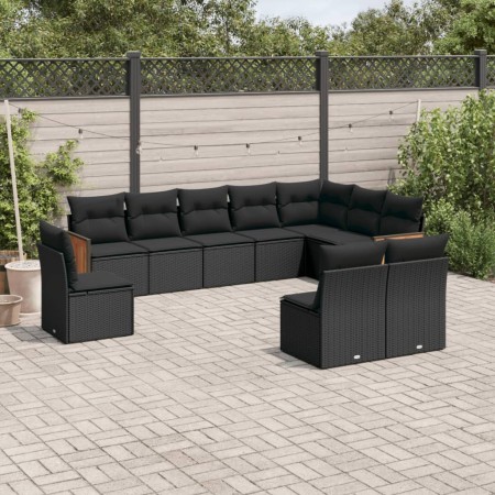 Set de sofás de jardín 10 pzas cojines ratán sintético negro de , Conjuntos de jardín - Ref: Foro24-3260151, Precio: 613,14 €...