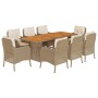 Set comedor de jardín 9 pzas con cojines ratán sintético beige de , Conjuntos de jardín - Ref: Foro24-3211901, Precio: 1,00 €...
