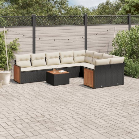Set de sofás de jardín 10 pzas cojines ratán sintético negro de , Conjuntos de jardín - Ref: Foro24-3260390, Precio: 601,02 €...
