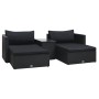 Set muebles de jardín 5 piezas y cojines ratán sintético negro de vidaXL, Conjuntos de jardín - Ref: Foro24-47813, Precio: 42...