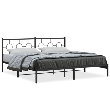 Estructura de cama con cabecero metal negro 200x200 cm de , Camas y somieres - Ref: Foro24-376233, Precio: 119,66 €, Descuent...