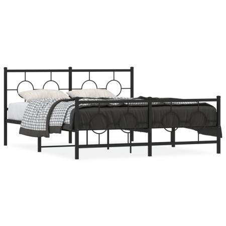 Estructura de cama cabecero y estribo metal negro 150x200 cm de , Camas y somieres - Ref: Foro24-376246, Precio: 125,71 €, De...