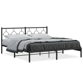 Bed frame with black metal headboard 183x213 cm by , Beds and slatted bases - Ref: Foro24-376231, Price: 109,32 €, Discount: %
