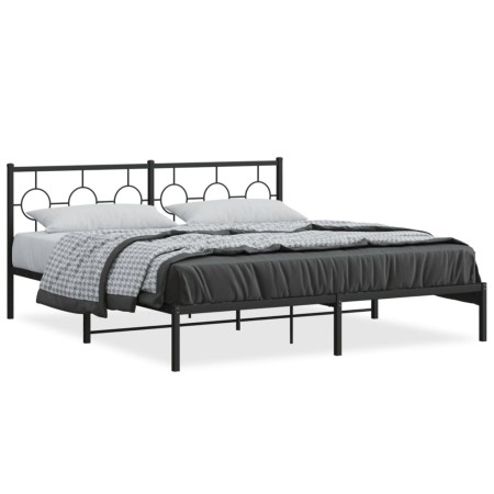 Estructura de cama con cabecero metal negro 183x213 cm de , Camas y somieres - Ref: Foro24-376231, Precio: 110,88 €, Descuent...