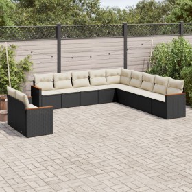 Set de sofás de jardín 11 pzas y cojines ratán sintético negro de , Conjuntos de jardín - Ref: Foro24-3258528, Precio: 661,53...
