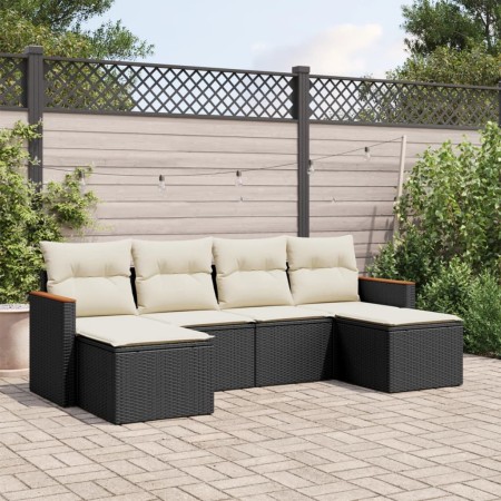 Set de sofás de jardín 6 piezas y cojines ratán sintético negro de , Conjuntos de jardín - Ref: Foro24-3258619, Precio: 341,3...