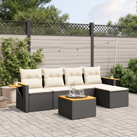 Set de sofás de jardín 6 piezas y cojines ratán sintético negro de , Conjuntos de jardín - Ref: Foro24-3259165, Precio: 350,6...