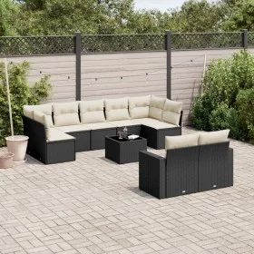 Garden sofa set 10 pieces with black synthetic rattan cushions by , Modular outdoor sofas - Ref: Foro24-3251763, Price: 592,9...
