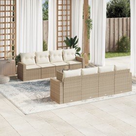 Set de sofás de jardín 9 pzas con cojines ratán sintético beige en Conjuntos de jardín | Comprar online en Foru.es