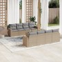Set de sofás de jardín 9 pzas con cojines ratán sintético beige en Conjuntos de jardín | Comprar online en Foru.es