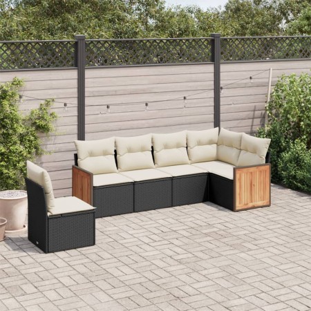 Set de sofás de jardín 6 piezas y cojines ratán sintético negro de , Conjuntos de jardín - Ref: Foro24-3260096, Precio: 383,5...