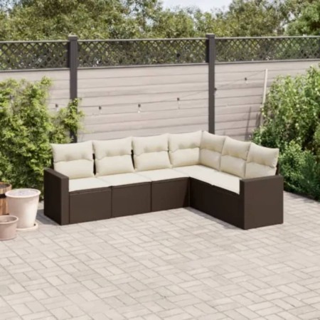 Set sofás de jardín 6 piezas y cojines ratán sintético marrón de , Conjuntos de jardín - Ref: Foro24-3219003, Precio: 412,32 ...